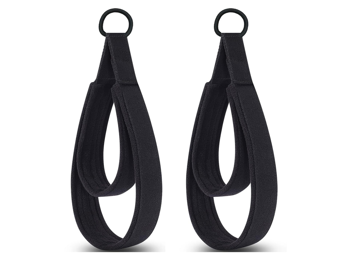 VNLVNL Padded Pilates Straps for Reformer – Double Loop Rope Handles, Comfortable Grip, Durable Replacement Reformer Accessories for Home Gym & Studio (Black)