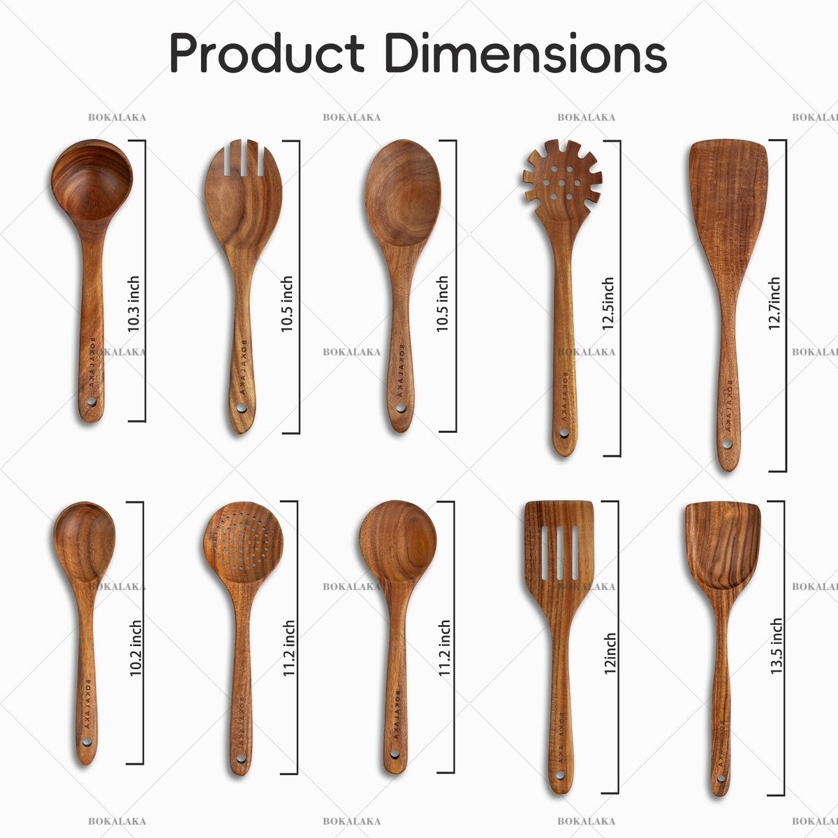 Wooden Spoons for Cooking,10 Pcs Natural Teak Wooden Kitchen Utensils Set Wooden Utensils for Cooking Wooden Cooking Utensils Wooden Spatulas for Cooking (10)