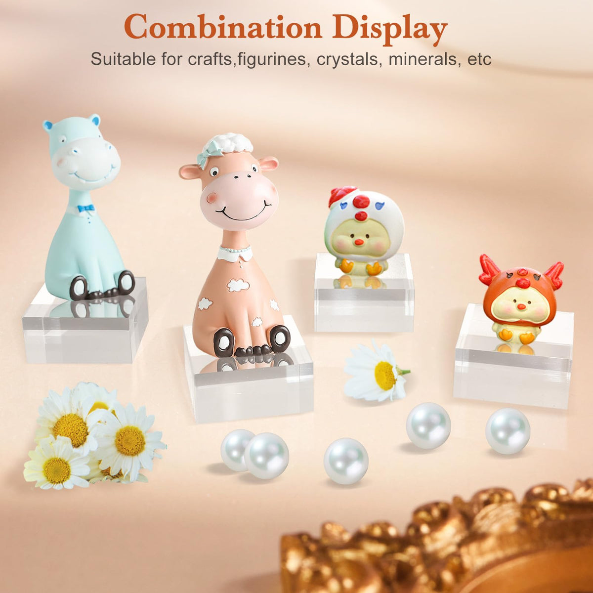 SAMYUCHO Acrylic Base 8 Pieces Acrylic Blocks for Display 2 X 2 X 1 Inch Square Riser Display Stands Trophy Base Pedestal Stands Clear Cube for Trophy Jewelry Props Food Party Crafts