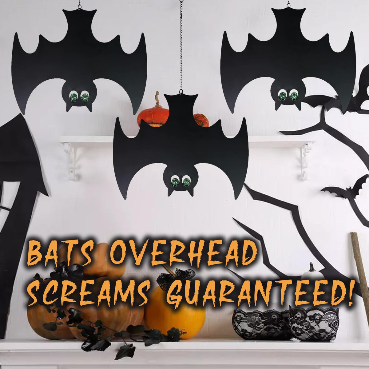 Manortang Bats Hanging Halloween Decorations with Glowing Eyes 3pcs Spooky Stylish Décor for Fun Halloween…