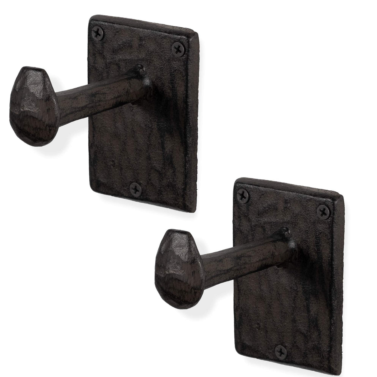 Rustic State Billow Wall Mount Cast Iron Hooks Coat Towel Bag Hat Hanger Multiuse Entryway Railroad Spike Rack Black Set of 2