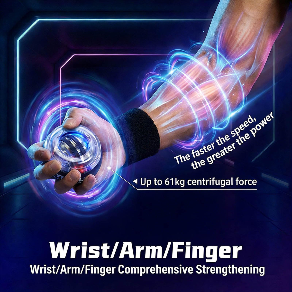 New Torque Ball Hand Exerciser, Wrist Power Gyro Ball, Wrist Ball Exerciser with Ball Bag, Forearm Strengthener, Hand Strengthening Devices, Auto-Start with LED Light