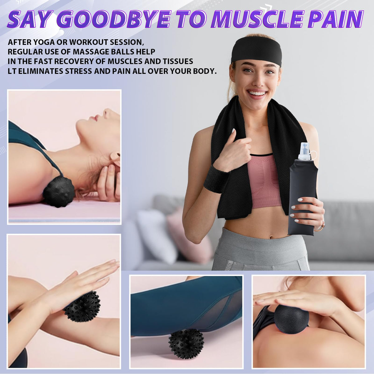 24 Pcs Home Pilates Essentials Kit for Women, Pilates Equipment Ring and Ball Set with Stretching Strap, Water Bottle, Magic Circle, Yoga Ring, Gym Bag, Resistance Band, Anti Slip Socks(Black)