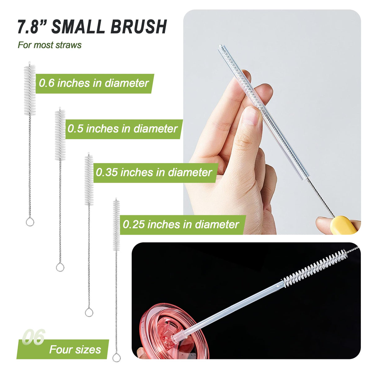 9Pcs Bottle Cleaning Brush Set with Long Handle, Nylon Tube Brush Cup Cleaner, Straw Brushes for Washing Narrow Neck Water Bottle Pipes Kettle Spout Cleaning
