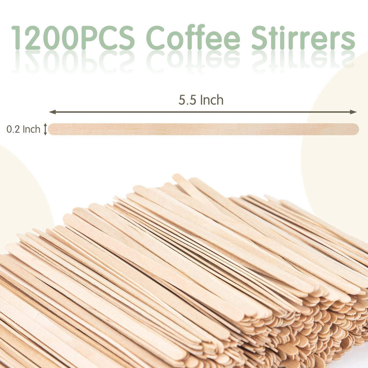 WISYOK 1200 PCS Coffee Stirrers, 5.5 Inch Premium Birch Wooden Sticks, Splinter-Free Smooth Round Ends, Disposable Stir Sticks for Coffee, Cocktails, Office, Home, Coffee Bars