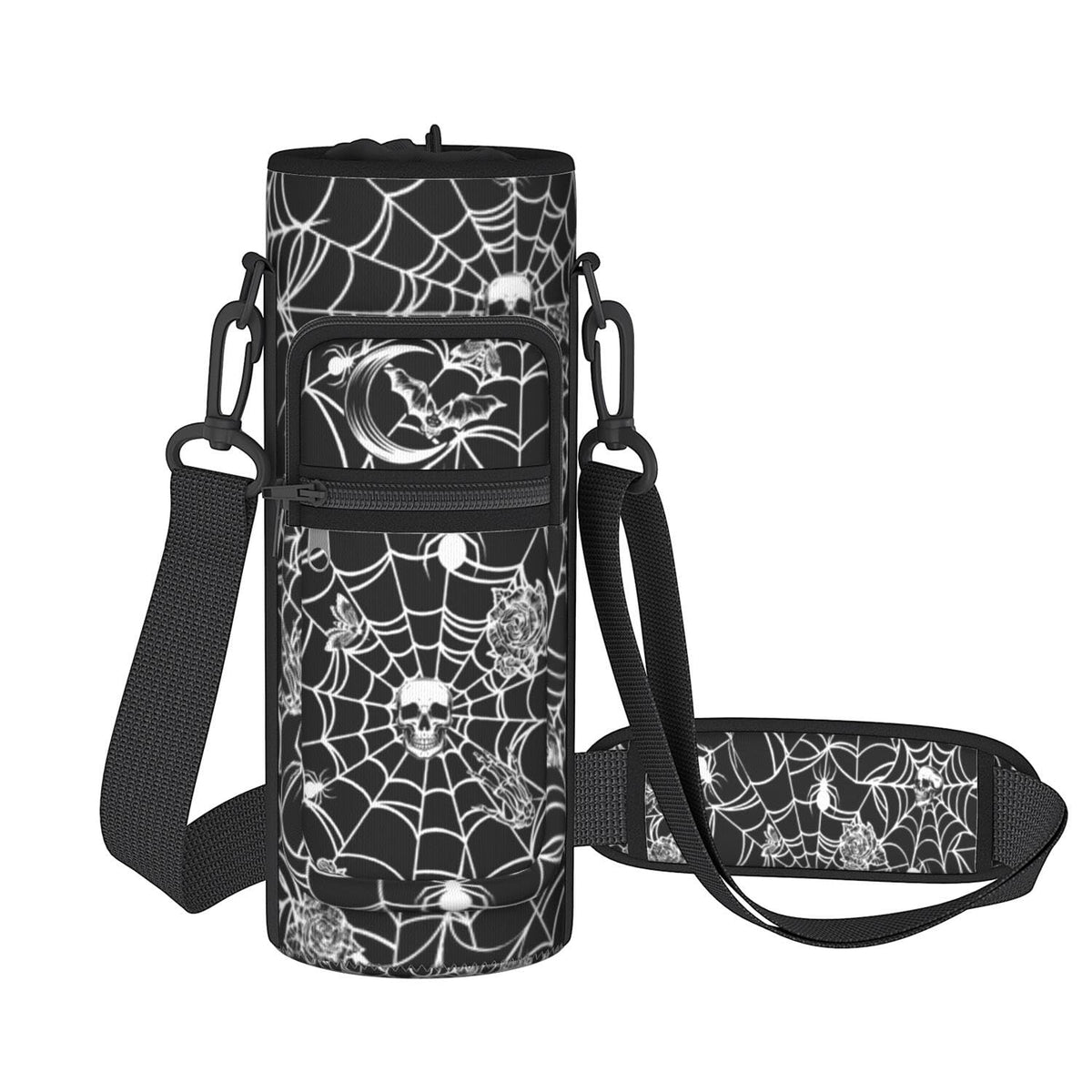Baiheyi Halloween Water Bottle Sling Bag for 25oz/32oz Tumblers,Adjustable Neoprene Water Bottle Carrier Bag,Insulated Carrier with Shoulder Strap & Phone Pocket - Spider Web Gifts for Women