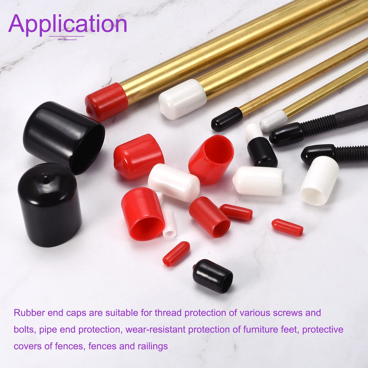 DMiotech 80 Pack 1/4"(6mm) ID Black Screw Thread Protectors Rubber End Caps Bolt Covers for Screw Bolt Furniture Pipe