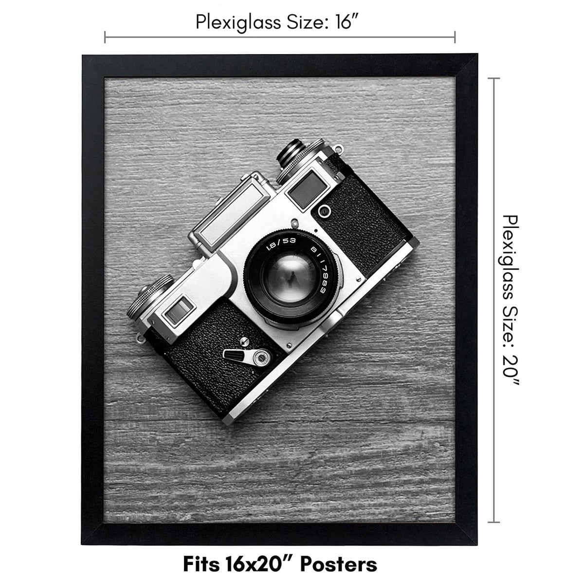 Americanflat 16x20 Picture Frame with Polished Plexiglass - Black Picture Frame - Wide Photo Frames Made of Engineered Wood for Vertical or Horizontal Wall Display - Epic Collection - Black