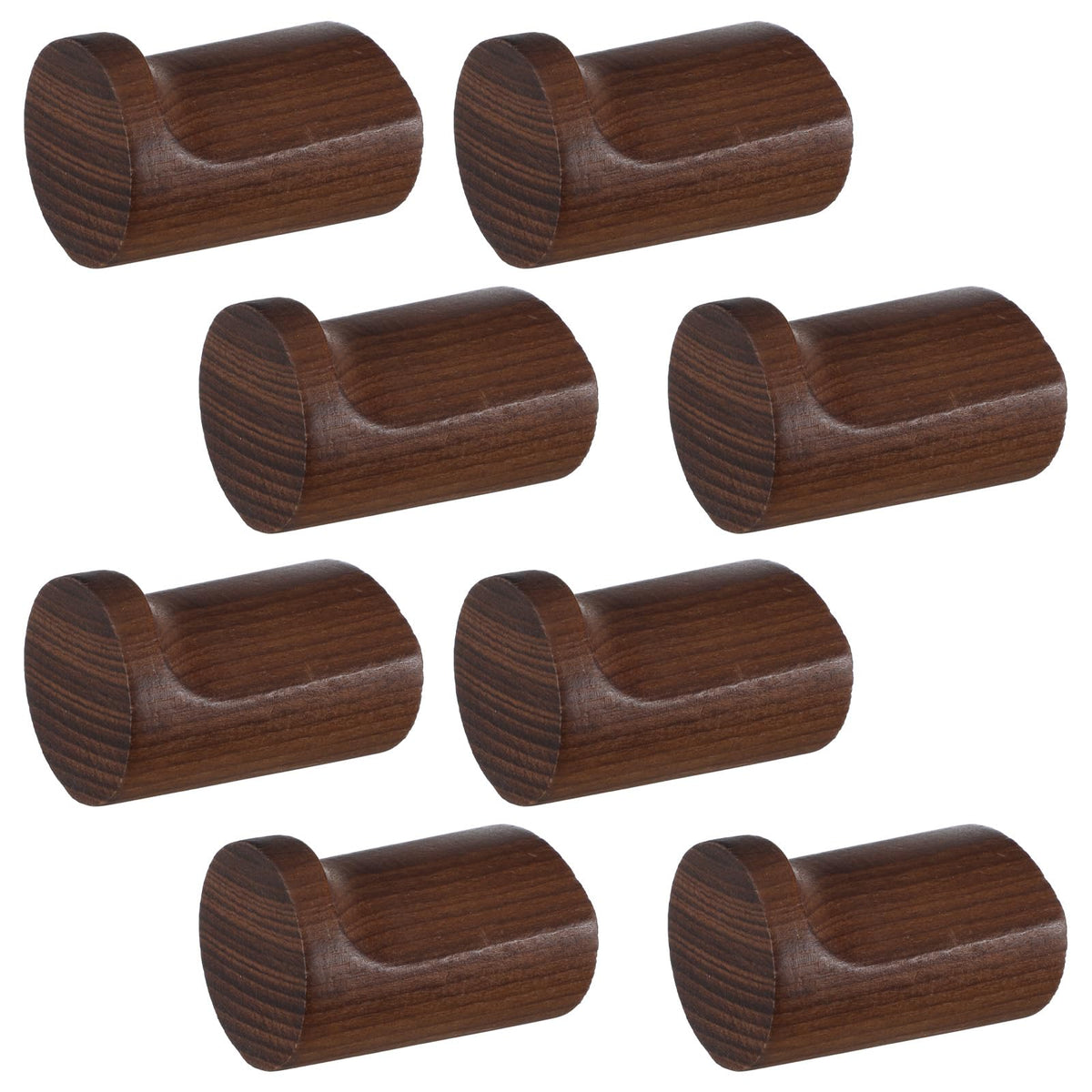 xozeooeu Wood Wall Hooks 8 Pack, Natural Walnut Coat Hooks with Metal Core, Heavy Duty Wall Mounted Hat Hook for Entryway, Bathroom, Bedroom - Rustic Home Decor
