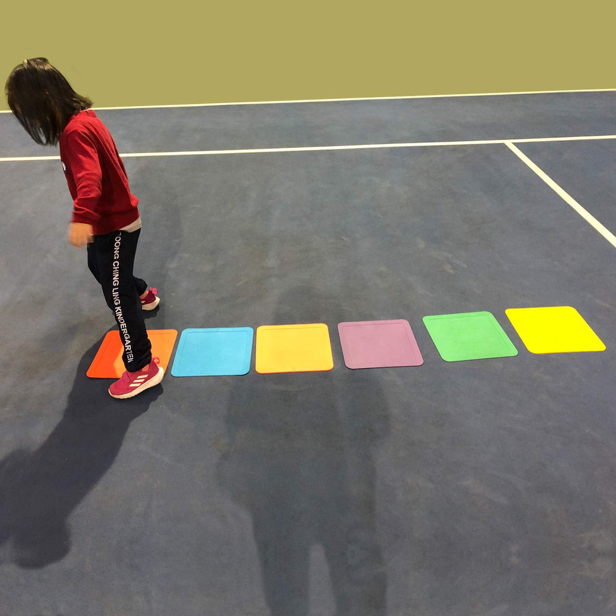 Eco Walker 12inch Flat Square Spot Marker Multi-Color Exercise Kids Floor Playmat