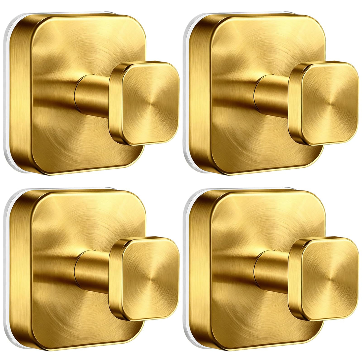AbluFirst Suction Cup Hooks for Shower,No-Drill Removable Duty Shower Suction Cup Wreath Hooks for Bathroom Wall, Glass, Windows,Mirrors Kitchen to Hang Towels,Robes,Coat, Loofah-Gold(4 Pack)