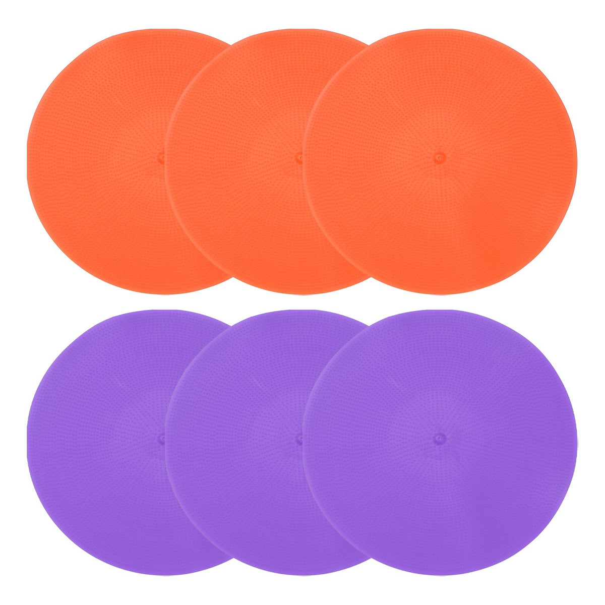 PATIKIL Spot Markers 9 Inch, 6 Pcs Non-Slip Floor Dots Agility Markers Flat Field Cones Poly Dots for Gym PE Speed Training Dance Soccer Basketball Sports, Orange/Purple