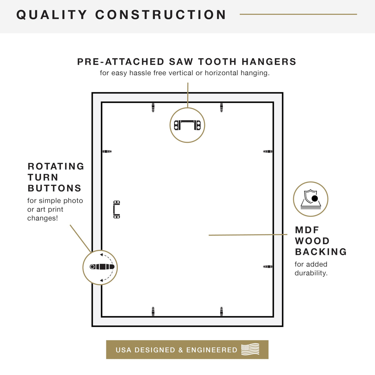 MCS Studio Gallery 16x20 Poster Frame Black Woodgrain Engineered Wood, Vertical & Horizontal Wall Hanging Large Picture Frame for Photos, Posters & Art Prints (1-Pack)