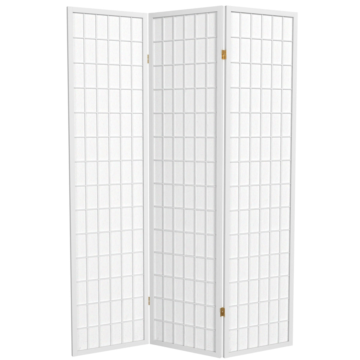 Red Lantern 6 ft. Tall Window Pane Shoji Screen - White - 3 Panels