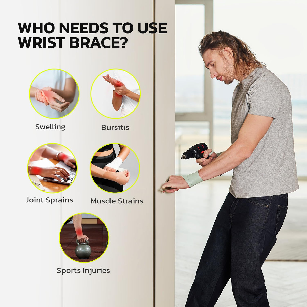Adjustable Wrist Brace for Pain Relief, Carpal Tunnel & Tendonitis Support – Ergonomic Compression, Breathable & Anti-Slip Design, Fits Left & Right Hand, Ideal for Sports, Gaming & Office Use Green