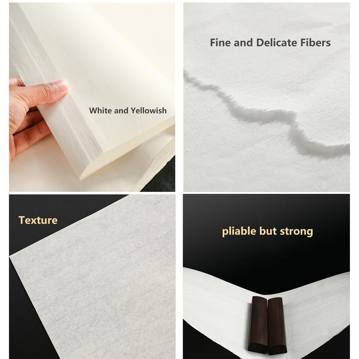 Xuan Paper Half Raw, 13.4" x 27.2" - 100 Sheets, Chinese Japanese Calligraphy Practice, Writing Drawing Rice Paper,Premium Japanese Sumi Paper