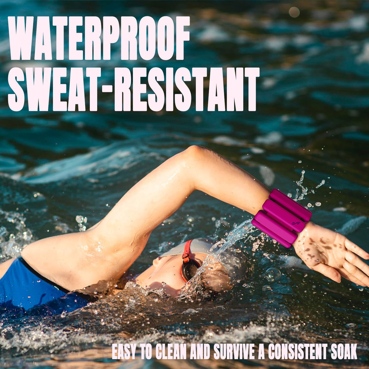 Sportneer Wrist & Ankle Weights for Women Men - 1 Pair (1 lb/2 lb Each) | Adjustable Weighted Bracelet Silicone Bangles for Yoga, Dance, Pilates, Cardio, Aerobics, Gym, Pool Exercises and Jogging (Pink Flash, 2 LBS x 2)