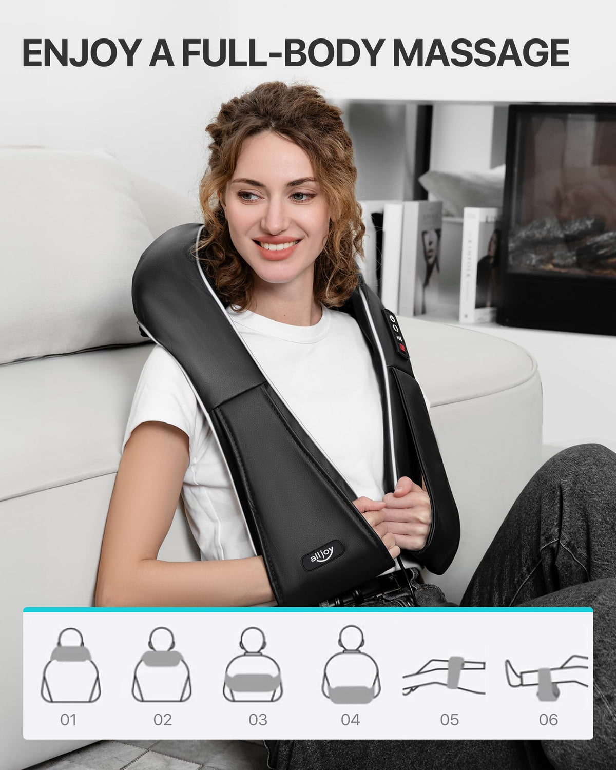 ALLJOY Neck Massager for Pain Relief Deep Tissue with Heat, HSA 3D Kneading Shiatsu Neck and Back Massager for Shoulder Full Body Home Office Car Use, Gift for Dad Men Mom Women FSA