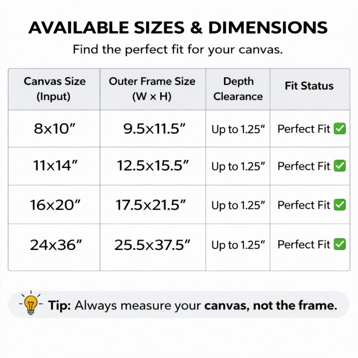 B.B.F MAKE Premium Canvas Floating Frame - 1.25" Gallery Depth Floater Frame with Faux Wood Grain PS Finish, Handcrafted in USA for Wall Art (Black 8x8)
