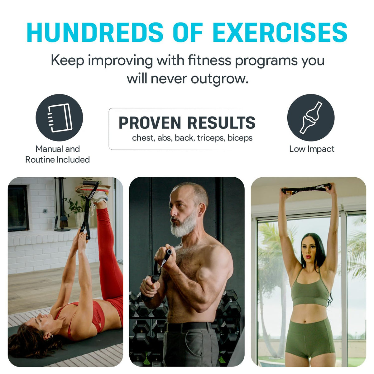 Bullworker Iso-Bow Pro Pair - Isometric Exercise Equipment: Self Resistance Portable Exercise & Stretching Straps with Handles - Yoga, Pilates, Mobility & Strength Training