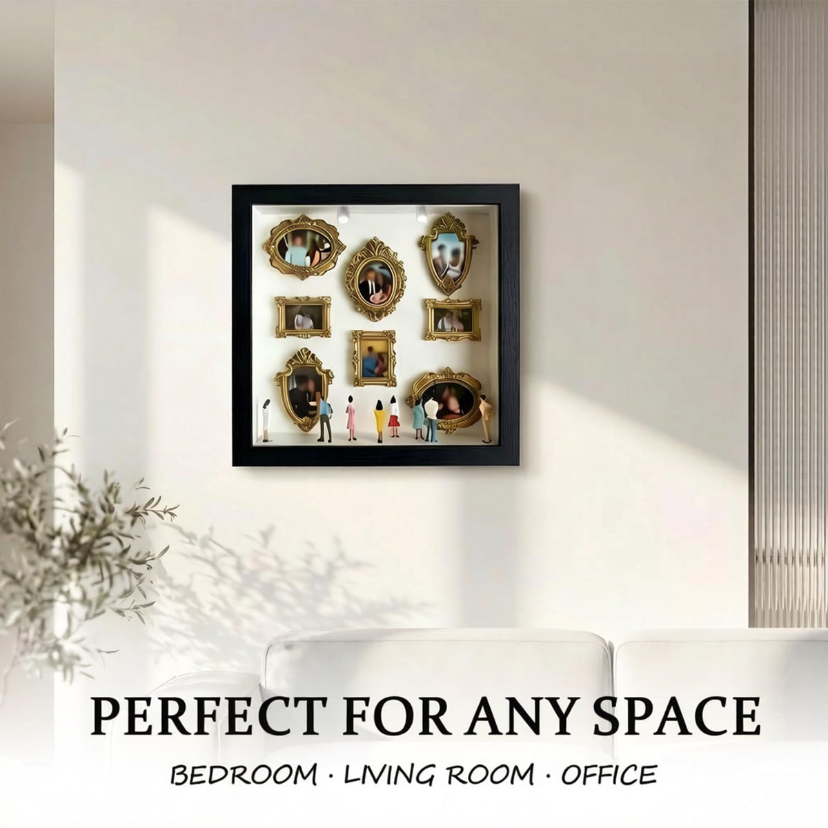 DIY Silhouette Shadow Box Frame Kit,Mini Frames for Shadow Box with Figurines and Small Bulb, Museum of us-Custom Memory Collage Frame for Pictures, Crafts & Home Decor Gift (Black)