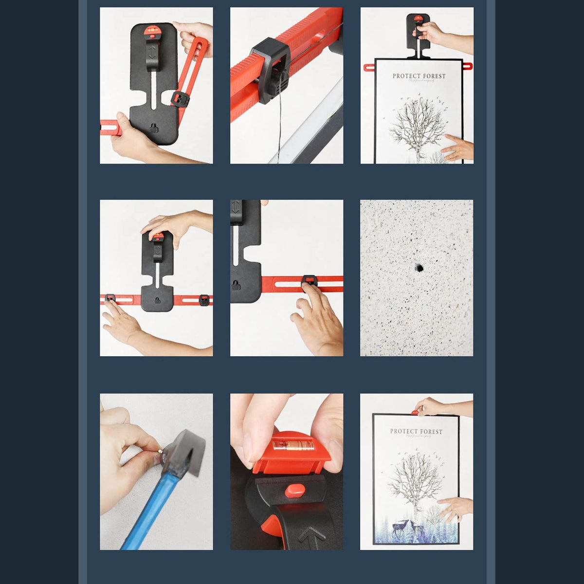 Picture Hanging Tool, Wall Hanging Tool with Level, Picture Hanging Kit, Hanging and Leveling Tool for Hang Pictures, Collages, Photo Frames