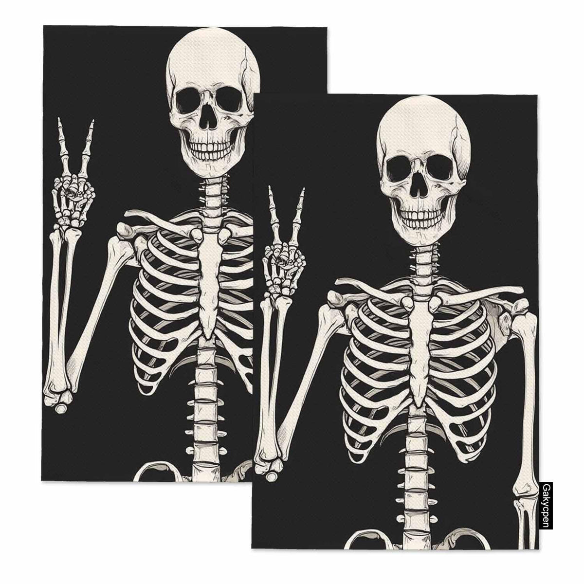 Gakycpen Human Skeleton Posing Kitchen Towels Spooky Halloween Soft and Super Absorbent Dish Towels 2 Pack 16 X 24 Inches