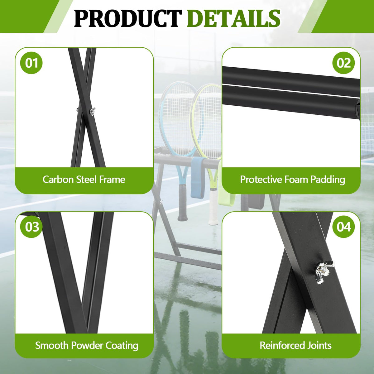 LEIFIDE Tennis Racket Storage Rack Stand Large Capacity Steel Tennis Racket Holder Badminton Racquet Rack Organizer for Schools, Gymnasiums, Playground