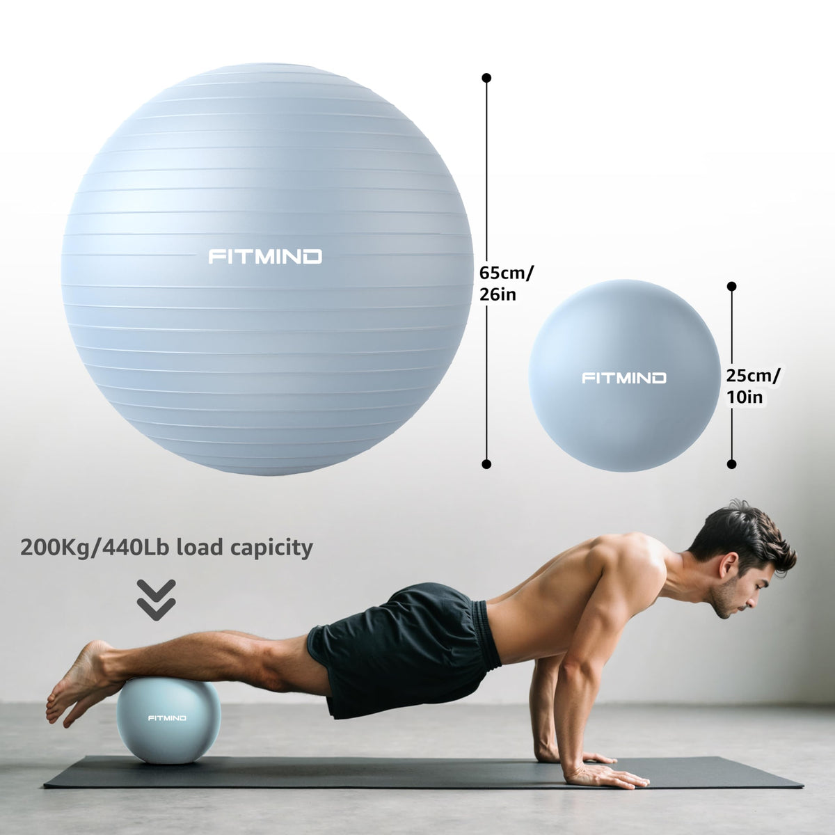 FITMIND Yoga Ball set-65cm&25cm（Blue）