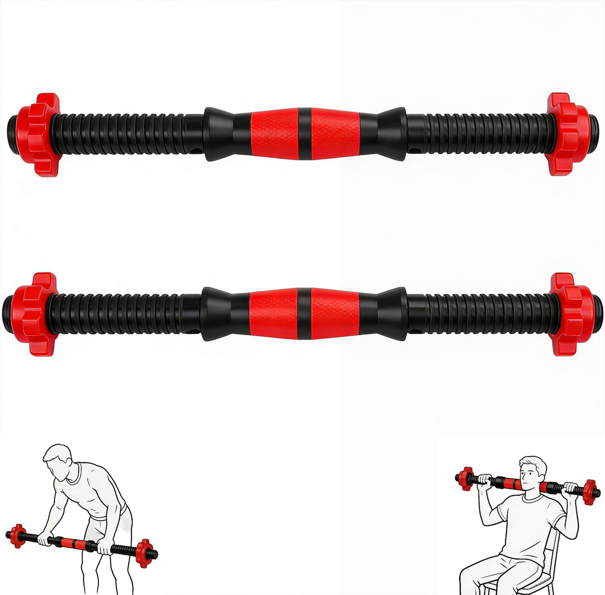 2pcs Dumbbell Bars Durable Dumbbell Handle Dumbbell Bars Barbell Handle for Training Sport Workout Gym