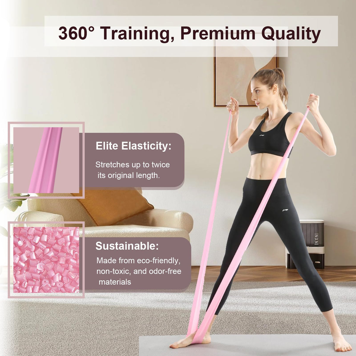 Muaoush Resistance Bands, Figure 8 Resistance Band, 4 Pack - Latex-Free Exercise Bands for Home Gym, Strength Training & Physical Therapy | Yoga, Pilates, Glute Workouts | Portable Elastic Bands
