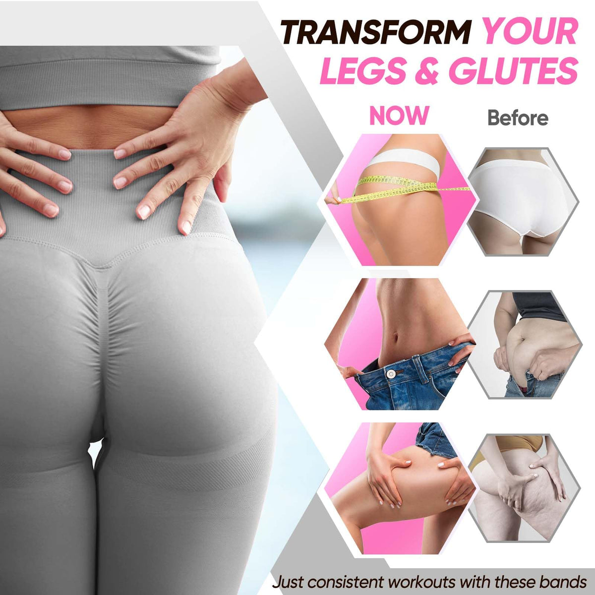 NTIUYOT Ankle Resistance Bands with Cuffs,Workout Sets for Women, Resistance Bands for Working Out, Exercise Band for Leg Booty, Home Gym Workout Equipment, Ankle Weights Fitness Band Set