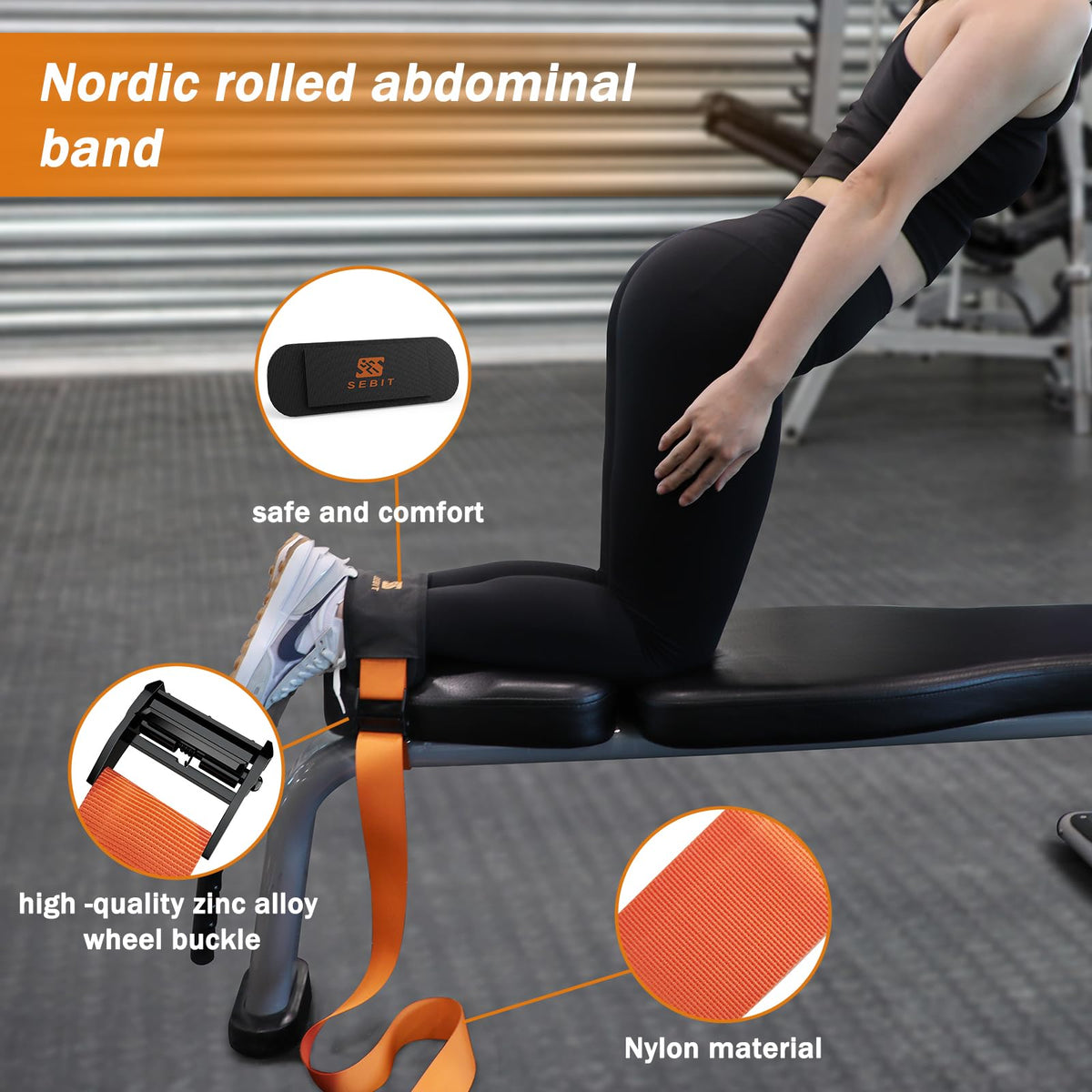 SEBIT Hamstring Curl Strap,59 inches Adjustable Squat Strap Foot Dumbbell Strap,Exercise Strap Assisted Leg Curl Strap Leg Tibialis Raises Workout for Outdoor(Light Pinkish Orange)