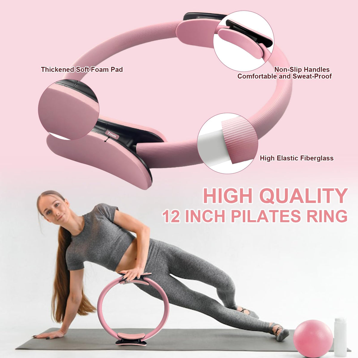 KANGFITER Pilates Equipment Kit for Home Workout, Pilates Ring and Ball Set with Adjustable Ankle Wrist Weights, Resistance Bands, Tape Measure, Bag, Pilates Essentials Accessories for Women Yoga
