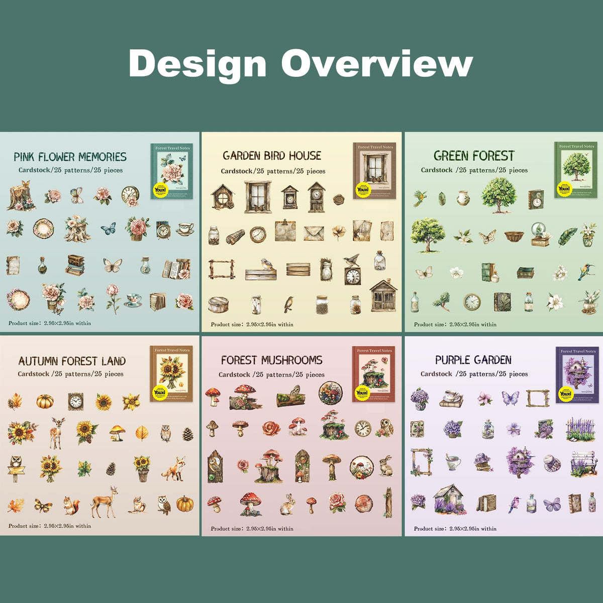 AuriicLeaf Woodland Forest Cardstock Sticker Set, 150PCS Vintage Nature-Themed Stickers for Scrapbooking, Journaling, Collage, and DIY Crafts