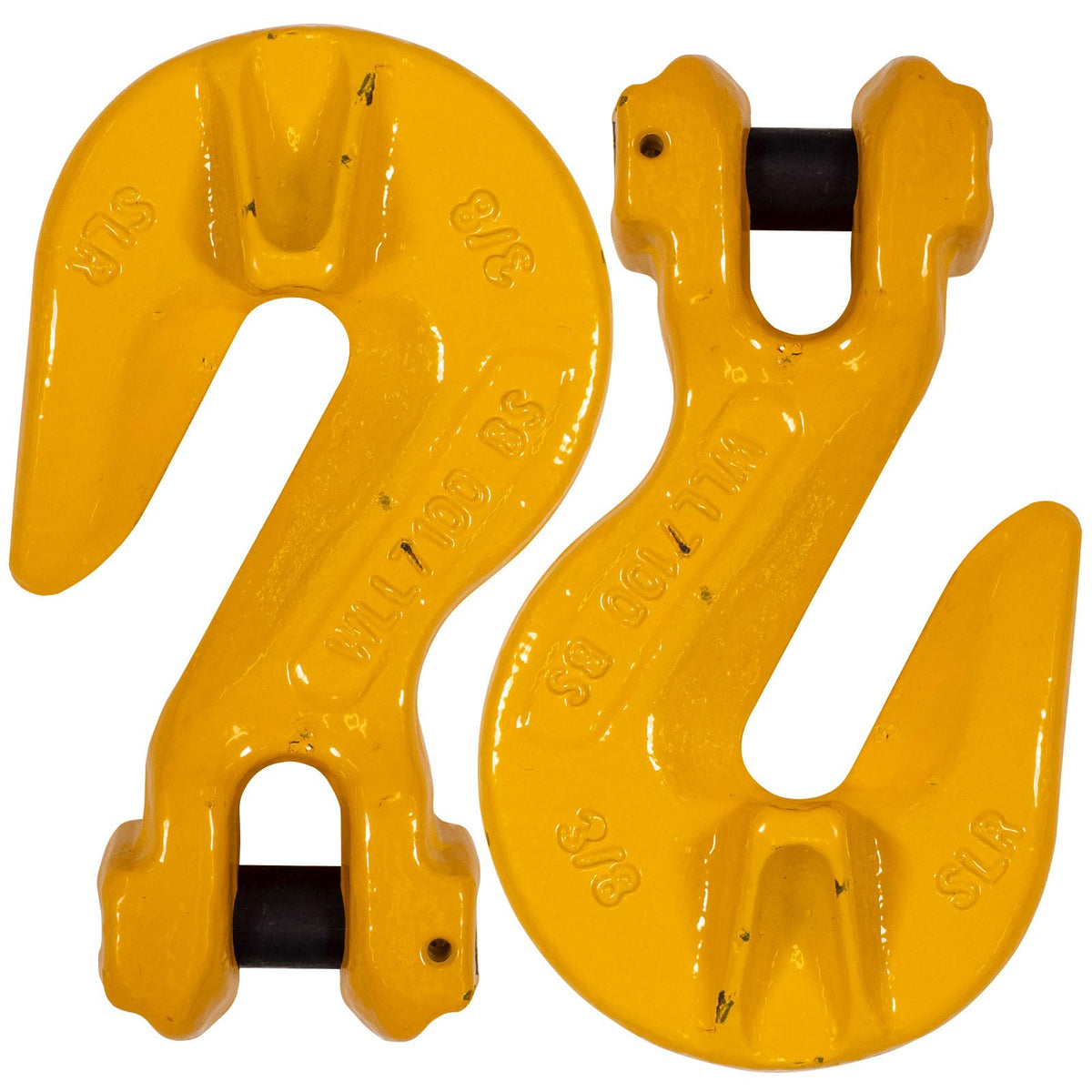 US Cargo Control 3/8 Inch Clevis Grab Hooks (2-Pack), G80 Chain Hooks, 7,100 LBS Working Load Limit, Chain Clevis Hooks for Lifting, Hauling, Towing, Trailers, & Chain Binders