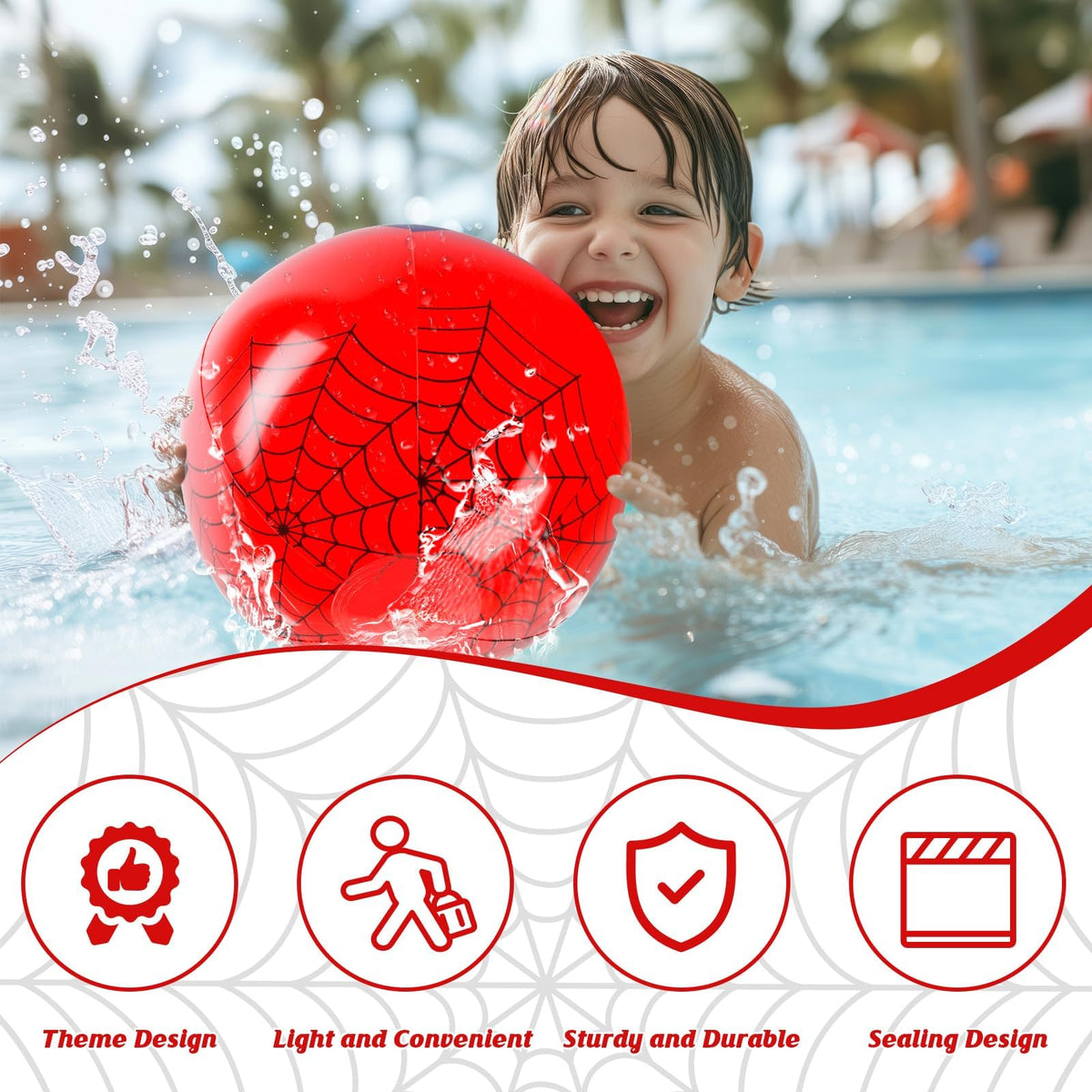 AXBMM 12PCS Spider Web Beach Ball 8 Inch for Kids Summer Pool Party Supplies|Spider Birthday Decorations|Bulk Spider-Themed Party Favors,Beach Games,Class Celebration,Outdoor Activities Gift Ideas