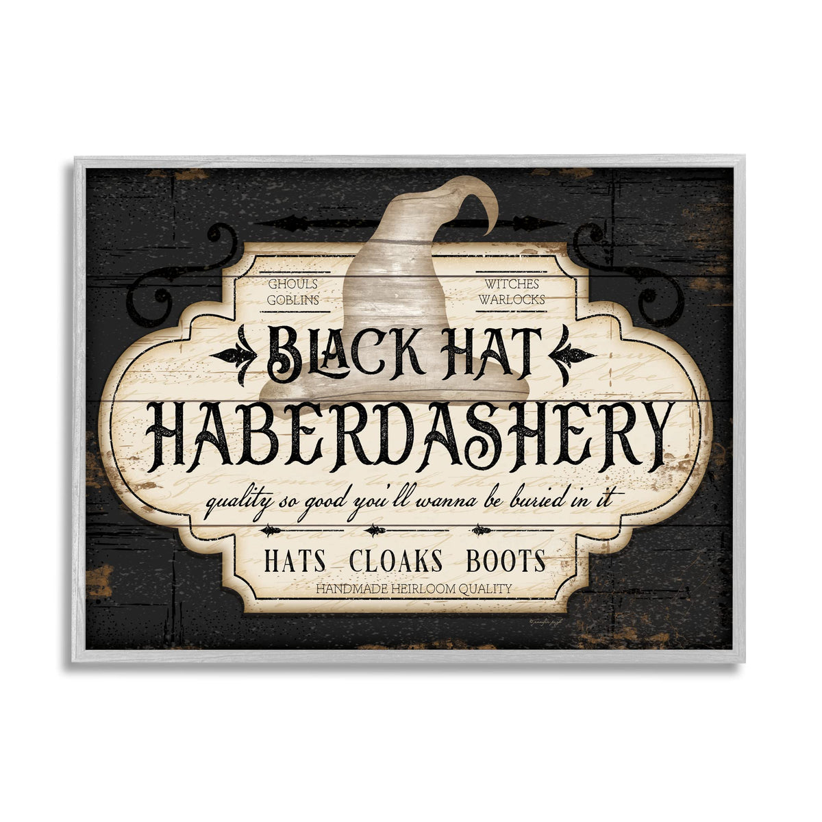 Stupell Industries Black Hat Haberdashery Halloween Sign Spooky Heirloom Quality