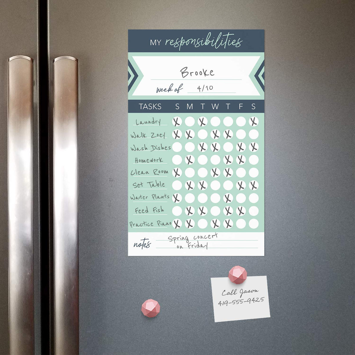 Modern Weekly Chore Chart / 6" x 10" Sticky Note Fill-in Task List/Homeschool Task Assignment List