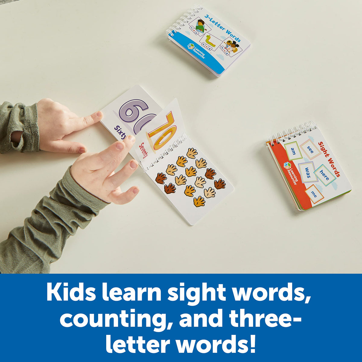 Learning Resources Skill Builders! Kindergarten Flipbook Library - 3 Pieces, Ages 5+ Kindergarten Learning Activities, Spelling and Counting for Kids, My First Library for Kids