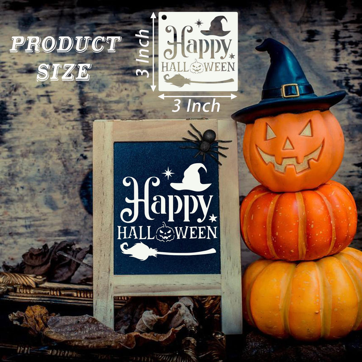 DZXCYZ 80 Pcs 3 x 3 Inch Halloween Stencils for Painting on Wood, Reusable Happy Pumpkin Spider Web Stencil DIY Ornaments Ghost Paint Template Set for Wall Door Home Decor