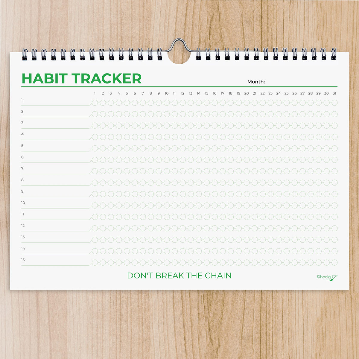 Hadigu Habit Tracker Calendar (Undated 12 Month) Colorful Motivational Design, Spiral Bound and Hanger, A4 Size (8,3"x11.7") Quality Heavy Paper, Monthly Habit Tracker Journal, Goal Tracker, Workout