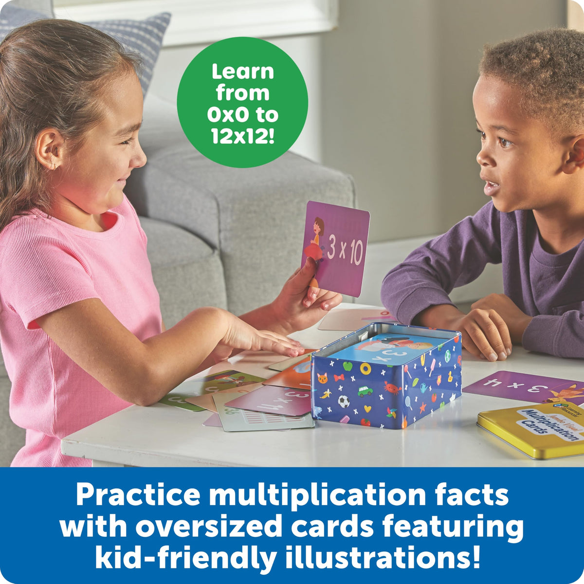 Learning Resources Jumbo Visual Multiplication Cards - Math Manipulatives, Montessori Activity, Back to School, Classroom Must Haves