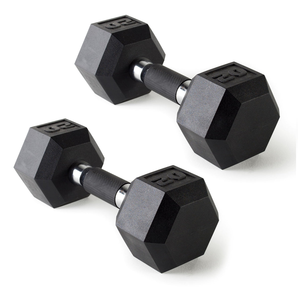 CAP Barbell 20 LB Rubber Coated Hex Dumbbell Hand Weight with Padded Grip - Pair | Comfort Grip