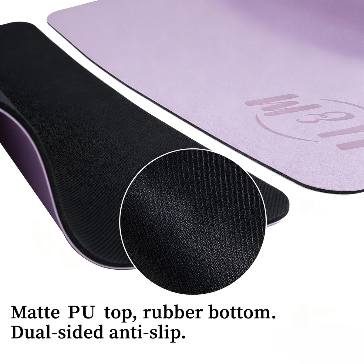 U&M Professional Non Slip PU Yoga Mat with Carrying Strap & Alignment Line, 72"x27" Extra Wide 0.2" Thick Exercise Mat for Home Gym | Sweatproof High Density | Anti-tear | Textured Surface | Natural Rubber Bottom Workout Mat for Women & Men Yoga Pilates F