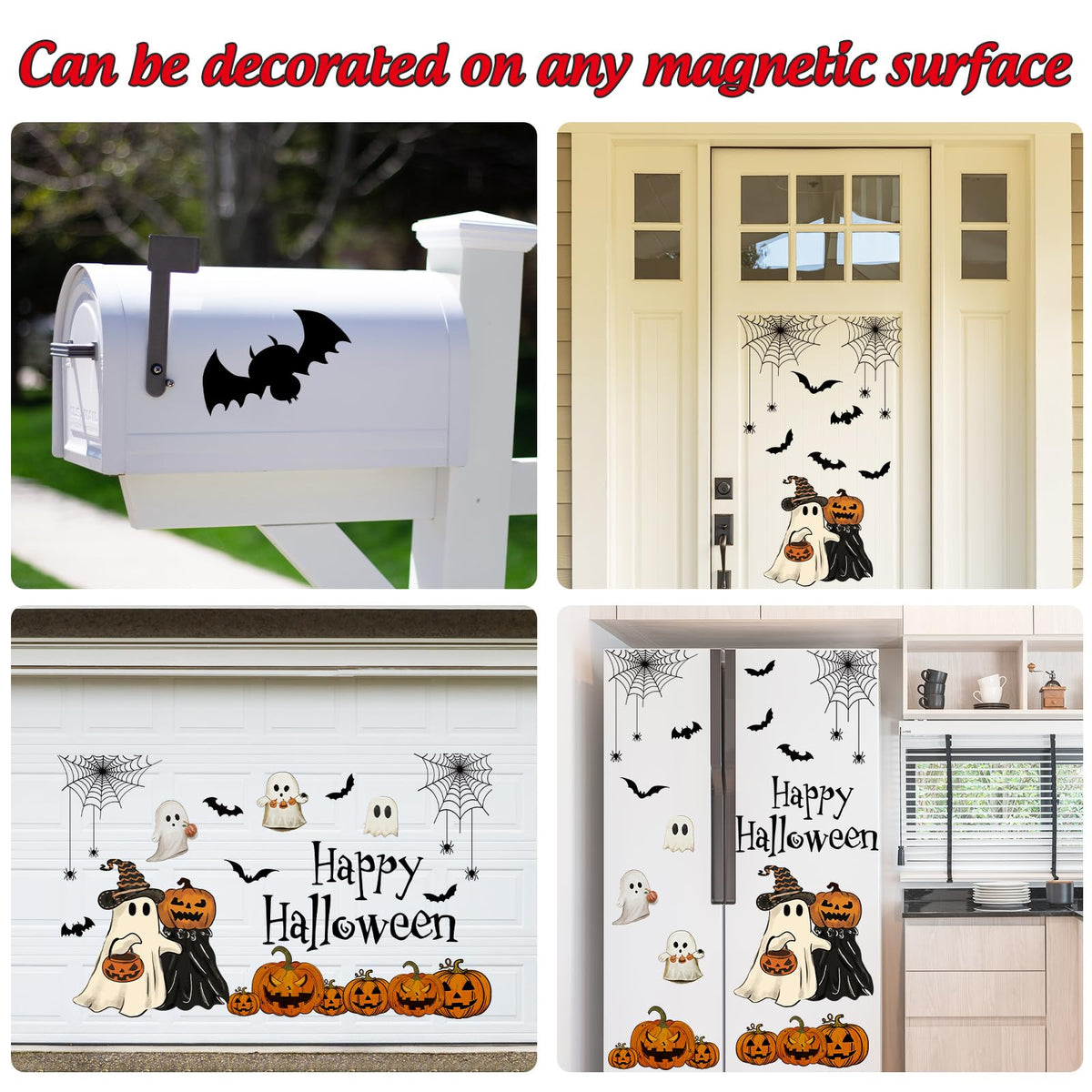 JarThenaAMCS 23Pcs Halloween Garage Decoration Magnet Stickers Ghost Pumpkin Bat Refrigerator Decals for Home Party Garage Door Car