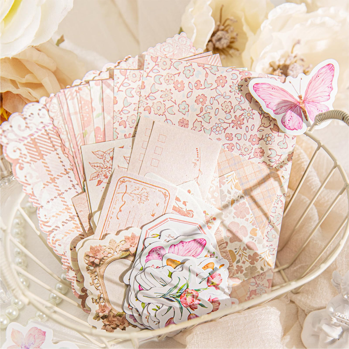 Wmhanler 400 Sheets Scrapbook Papers Journaling Stickers Scrapbooking Supplies Kit Junk Journal Supplies Decorative Craft Stickers for Planner, Bullet Journal Collage Card Embellishment Retro Crafts