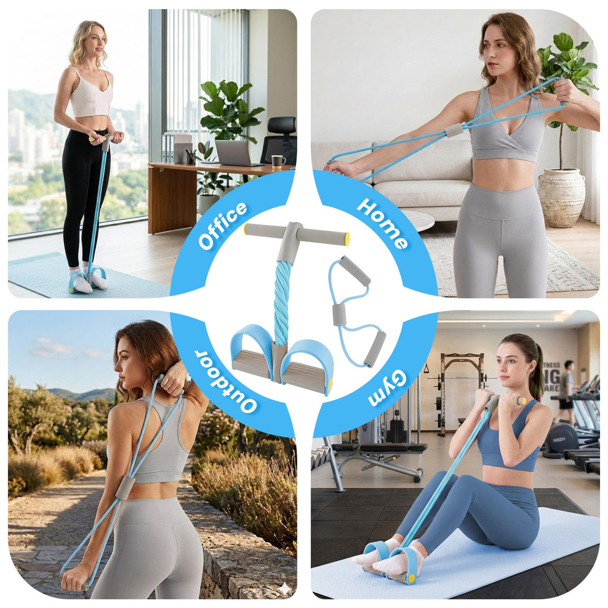 Asnomy Band Set – 8-Tubes Pedal Resistance Band with Handle, Ankle Resistance Band with Figure 8 Resistance Band for Strength Exercises, Training for Stretching The Abdomen,Waist,Arms and Legs
