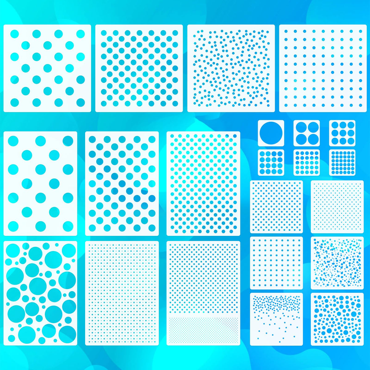 22 Pcs Dot Stencils Set Reusable Polka Dot Templates Mixed Size Round Circle Stencils for Painting on Wall Wood Pillow Furniture Card Scrapbook Making DIY Crafts