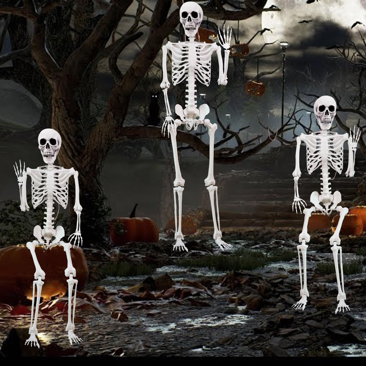 5.4 ft Halloween Skeleton Poseable Skeleton Life Size Skeleton Full Body Plastic Human Bones Standing Human Skeleton with Posable Joints for Halloween Decoration（1PCS
